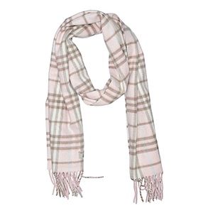 Burberry light pink plaid 100% cashmere scarf
